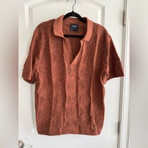 Abercrombie & Fitch Men's Terracotta Short Sleeve Sweater Polo